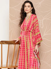 Pink Printed Gotta Patti Belted Detail Kaftan Kurta-AHKFCRDP-6070-ICH